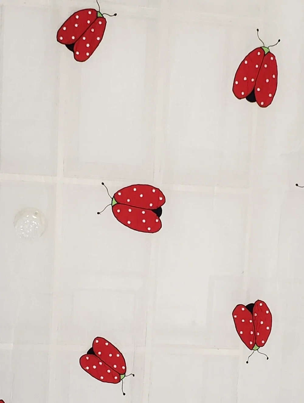 Ladybug White Voil Sheer Curtain Panels Vtg Lilian Vernon Novelty Cottagecore